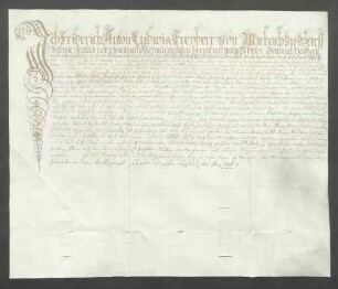 Instrumentum nobilitatis des Friedrich Ludwig Anton von Mirbach zu Harff.