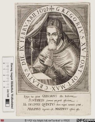 Bildnis Papst Gregor XV. (Alessandro Ludovisi) (reg. 9. 2. 1621 - 8. 7. 1623)