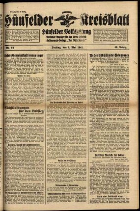 Erste Ausgabe vom Freitag, den 02. Mai 1941.
