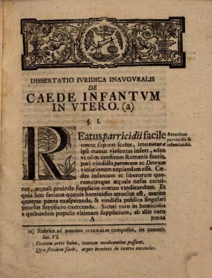 Diss. inaug. iur. de caede infantum in utero