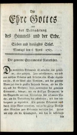 Sieben und dreisigstes Stück. Montags den 6 April 1767