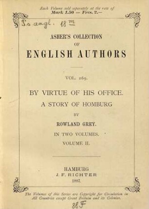By virtue of his office : a story of Homburg ; in two volumes, 2