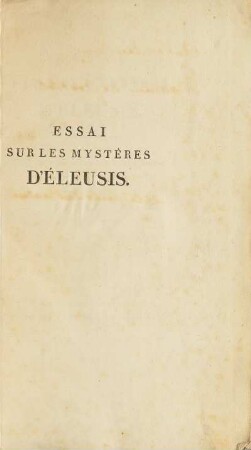 Essai sur les mystères d'Éleusis
