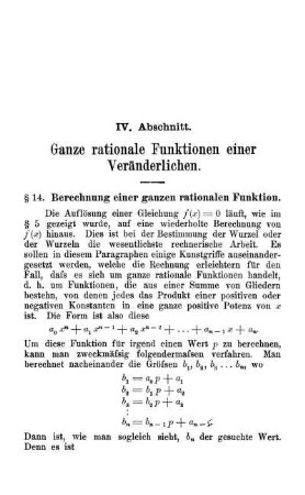 IV. Abschnitt. Ganze rationale Funktionen.