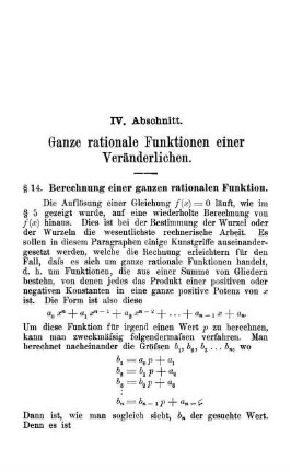 IV. Abschnitt. Ganze rationale Funktionen.