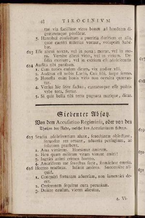 Siebenter Absatz. Von dem Accusativo Regiminis[...] - Achter Absatz. Von dem Gebrauche des Vocativi in der Rede.