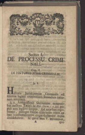 Sectio I. De Processu Criminali