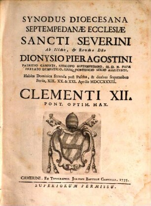 Synodus Dioecesana Septempedanae ecclesiae S. Severini