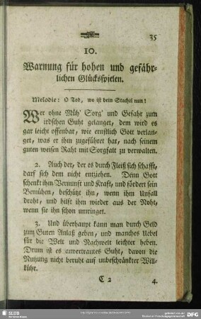 10. Warnung für hohen und gefährlichen Glücksspielen
