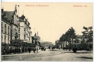 Chemnitz. Albertstraße und Hauptbahnhof