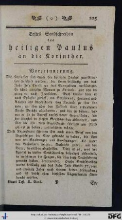 Erstes Sendschreiben des heiligen Paulus an die Korinther.