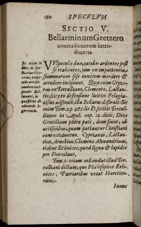 Sectio V. Bellarminum Gretzero contradicentem introducens.