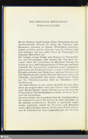 Die Örtliche Betäubung Wird Erfunden