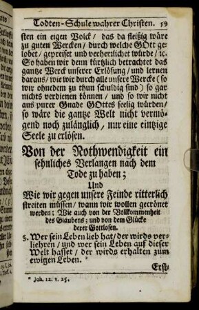 Von der Nothwendigkeit ein sehnliches Verlangen nach dem Tode zu haben;[...]