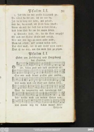 Psalm LI. Gebet um Bekehrung und Vergebung der Sünden.