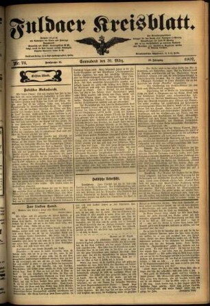 Erste Ausgabe vom Samstag, den 30. März 1907.