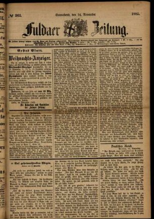 Ausgabe vom Samstag, den 14. November 1885.