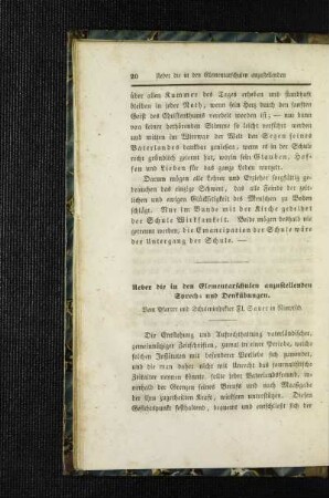 Ueber die in den Elementarschulen anzustellenden Sprech- und Denkübungen