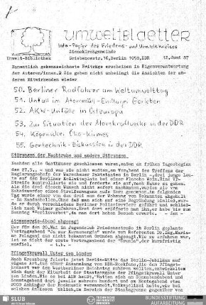 1987,Juni(50-55): Umweltblaetter : Infoblatt des Friedens- und Umweltkreises Zionsgemeinde