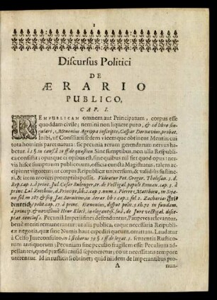 Discursus Politici De Aerario Publico.
