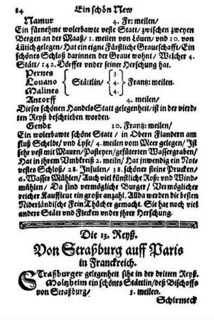 Die 13. Reyß. Von Straßburg auff Paris.