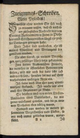 Zueignungs-Schreiben