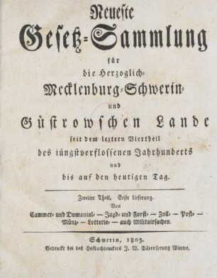 2.1776/1804: Neueste Gesetz-Sammlung für die Herzoglich-Mecklenburg-Schwerin- und Güstrowschen Lande