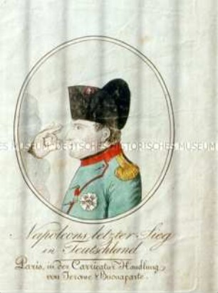 Karikatur auf Napoleons Niederlage in der Völkerschlacht