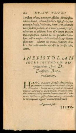 In Epistolam Petri Secundam Argumentum ...