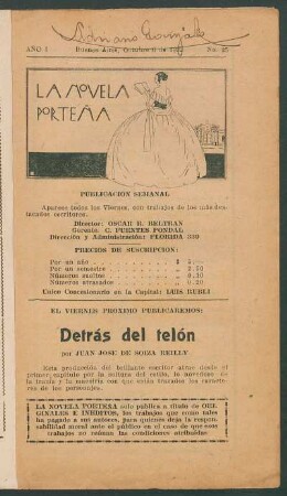 El viernes próximo publicaremos: "Detrás del telón" por Juan José de Soiza Reilly