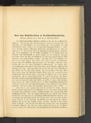 Aus dem Aussiedlerleben in Deutsch-Südwestafrika.