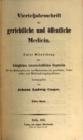 Vierteljahrsschrift für gerichtliche und öffentliche Medicin. 11, 11. 1857