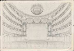 Nationaltheater, München: Innengestaltung: Perspektivische Innenansicht Zuschauerraum und Bühne