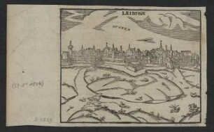 Ansicht von Leipzig, Holzschnitt, ab 1574 : Leibsigk / [Münster exc.]. - [Basel] , [ab 1574]. - 1 Ansicht : Holzschnitt ; 13 x 16 cm // Auch enthalten in: Cosmographey Oder beschreibung Aller Länder herrschafften[n] vnd fürnemesten Stetten des gantzen Erdbodens : sampt jhren Gelegenheiten, Eygenschafften, Religion, Gebreuchen, Geschichten vnnd Handthierungen, [et]c. / Erstlich durch Herrn Sebastian Munster mit grosser Arbeit in sechs verfasset ...