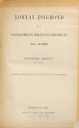 Értekezések a történeti tudományok köréből. 13. 1886/88, Sz. 1 - 12