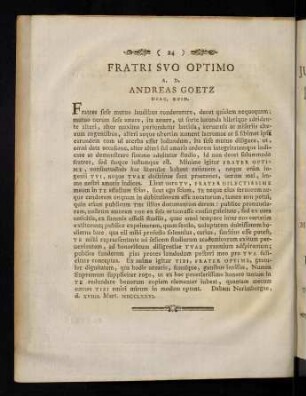 24, Fratri suo optimo.