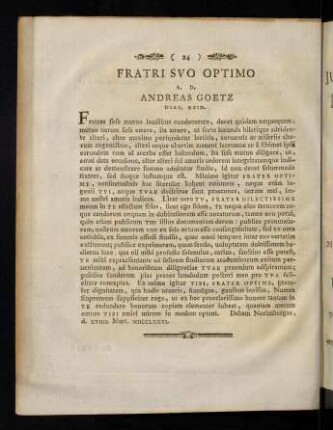 24, Fratri suo optimo.
