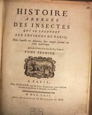 Histoire Abregée Des Insectes Qui Se Trouvent Aux Environs De Paris : Dans laquelle ces Animaux sont rangés suivant un ordre méthodique, 1