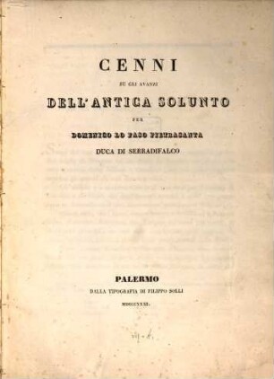 Cenni su gli avanzi dell'antica Solunto