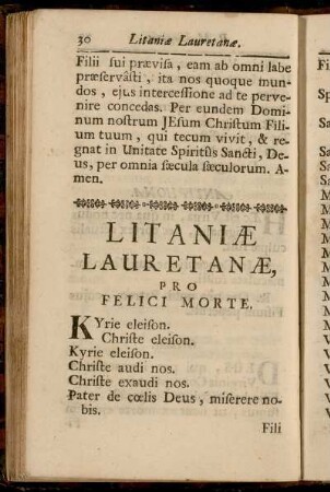 Litaniæ Lauretanæ, pro Felici Morte.