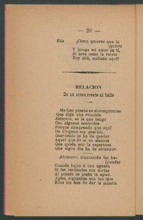 Relación de un concurrente al baile