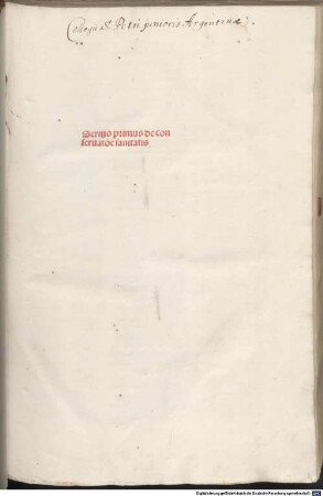 Sermones medicinales septem, 1. De conservatione sanitatis