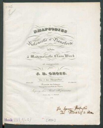 Rhapsodies pour Violoncelle et Pianoforte : Oeuv. 33. ; Liv. 2 des Rhapsodies.