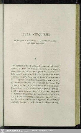 Livre Cinquième. De Fontenoy A Maestricht - La Guerre Et La Cour Dernières Campagnes