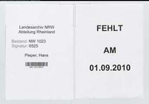 Entnazifizierung Hans Pieper , geb. 00.00.0000 ()