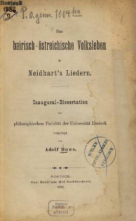 Das bairisch-östreichische Volksleben in Neidhart's Liedern