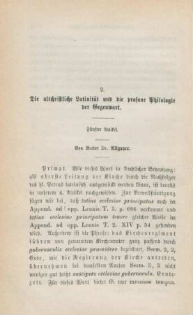 50-96 Die altchristliche Latinität und die profane Philologie der Gegenwart : fünfter Artikel