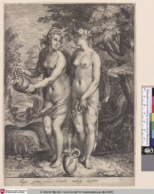 [Zwei Nymphen der Diana, eine einen Krug haltend; Two Nymphs of Diana, One Holding a Pitcher]