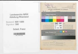 Entnazifizierung Franz Scholl , geb. 22.03.1900 (Polizeibeamter)