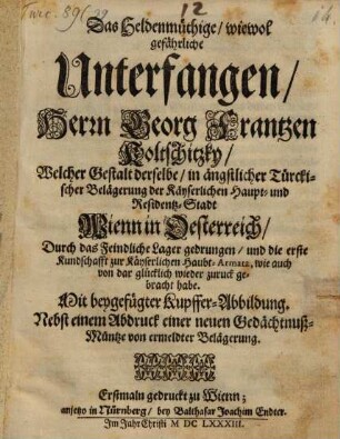 Das Heldenmüthige Unterfangen Hrn G. Fr. Holtschitzky